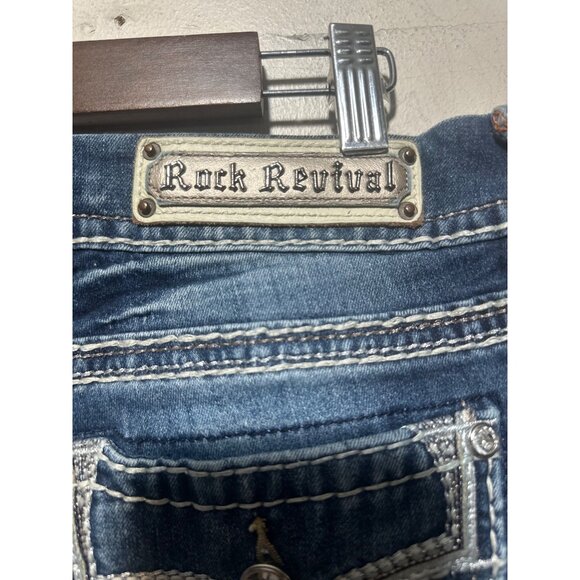 Rock Revival Cornett Bootcut Jean Women 29 Blue Flare Mid Rise Y2K Western Chore - Picture 13 of 16